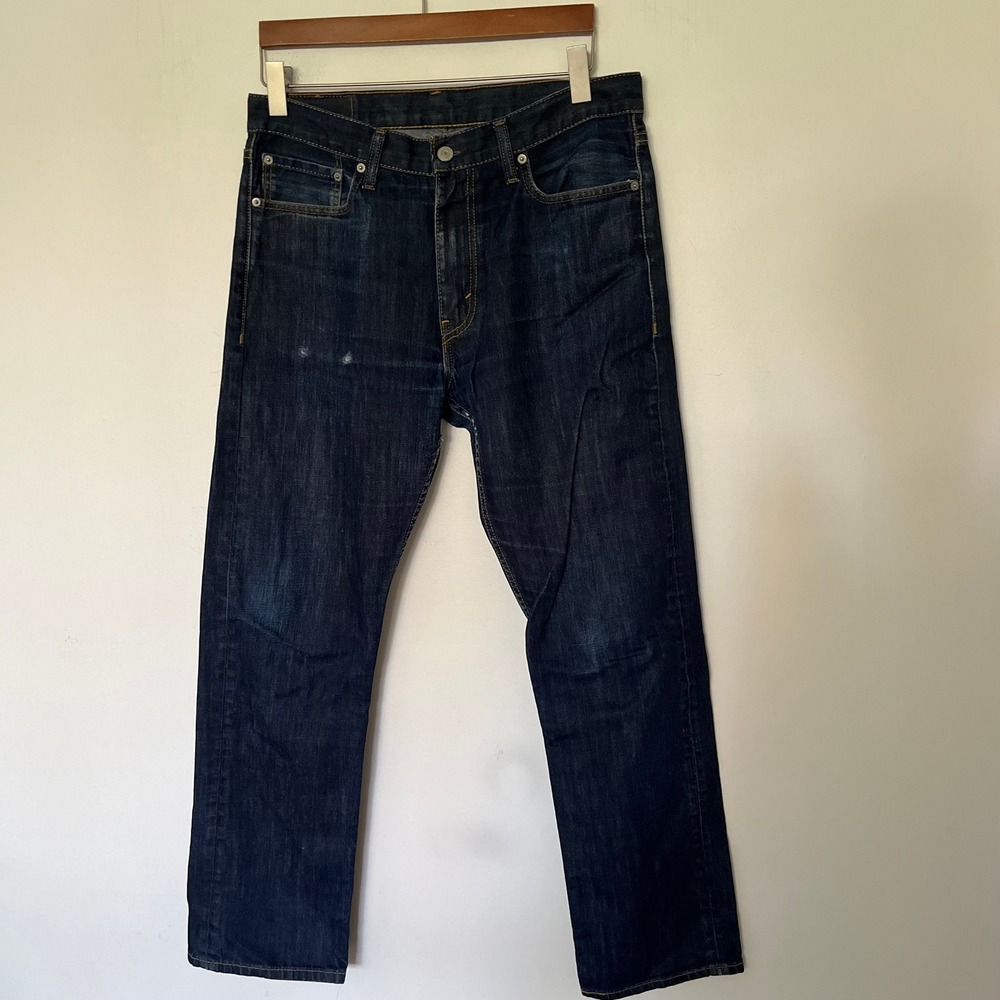 Levis 513 Slim Straight Jeans Mens 34x32 Dark Wash Indigo Denim Pants